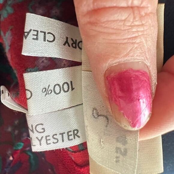 Vintage Jenny Mcdowell Girls Floral Dress Red Blue Velvet Button England Size 6 - Picture 11 of 11